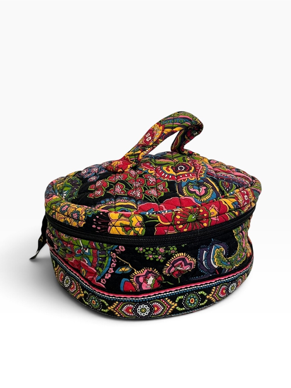 Vera Bradley | Red Black Round Travel Cosmetic Bag Case OS